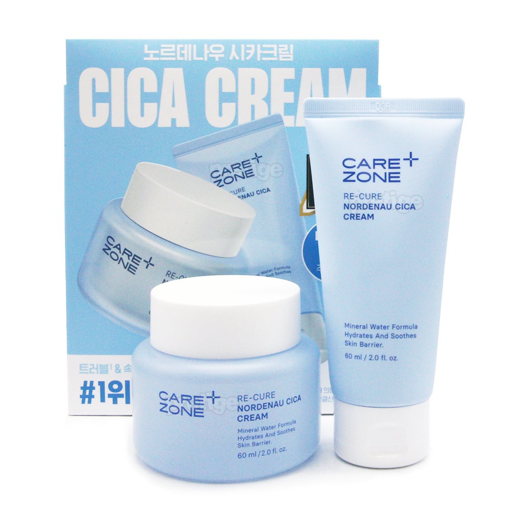 Set 2 Kem Dưỡng Cấp Ẩm Phục Hồi CAREZONE Re-Cure Nordenau Cica Cream 60mL + 60mL