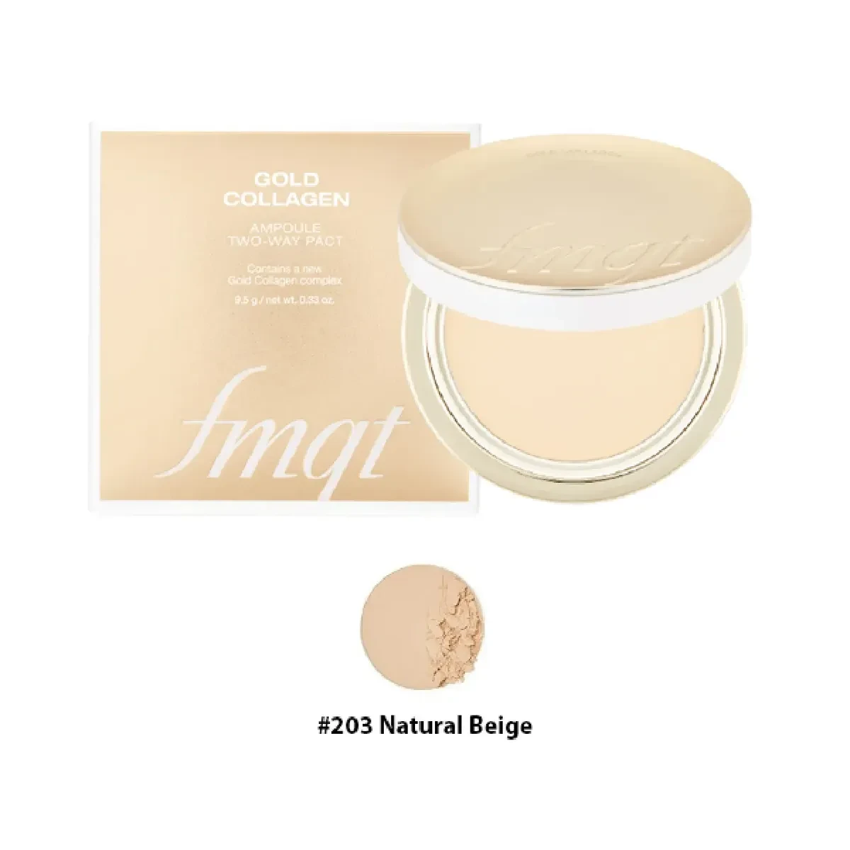 Phấn phủ dạng nén fmgt Gold Collagen Ampoule Two Way màu 203